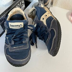 Saucony blue jean material sneakers